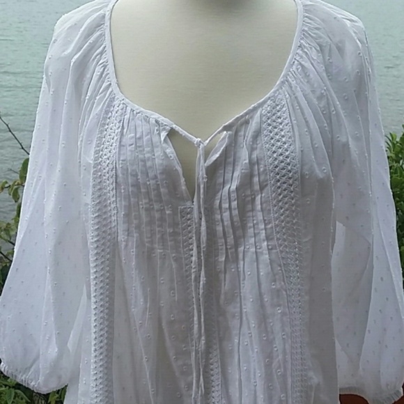 Michael Kors White Boho Top Blouse Tunic - Picture 2 of 5